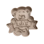 Oso Con Cartel Love San Valentin Cortante Para Galletitas