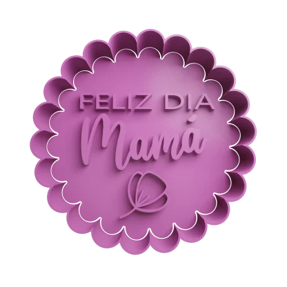 Feliz día Mamá con flor Cortante Para Galletitas