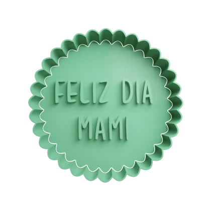 Circulo Ondulado -Feliz día Mami Cortante Para Galletita